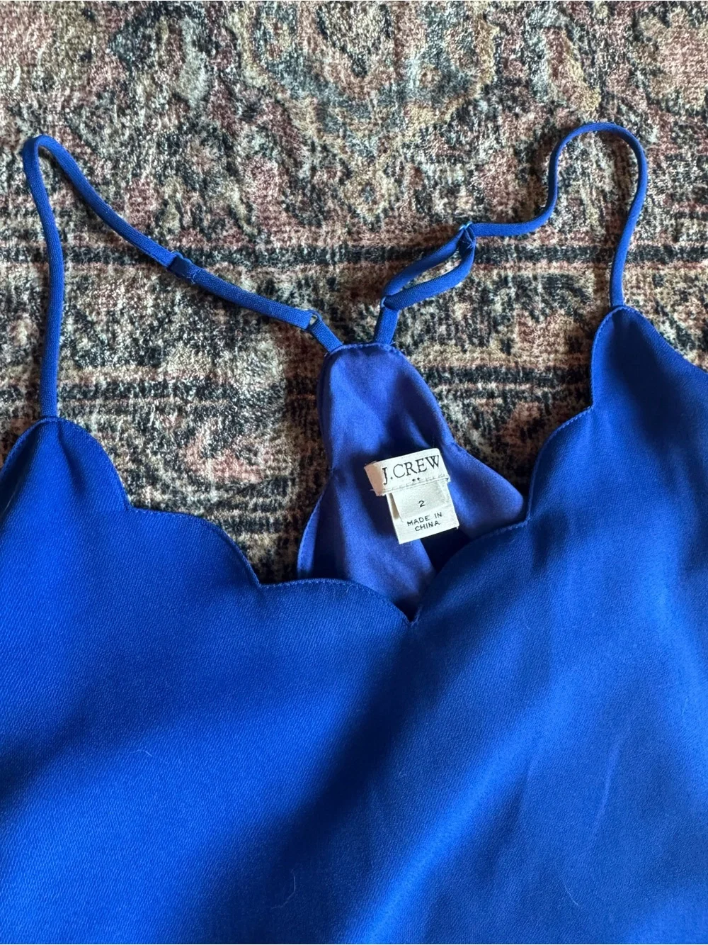 Jcrew Scallop Trim Royal Blue Spaghetti Tanktop